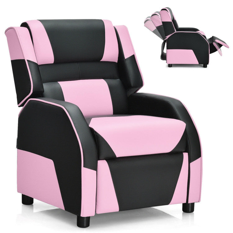 Kids Youth PU Leather Gaming Sofa Recliner with Headrest and Footrest