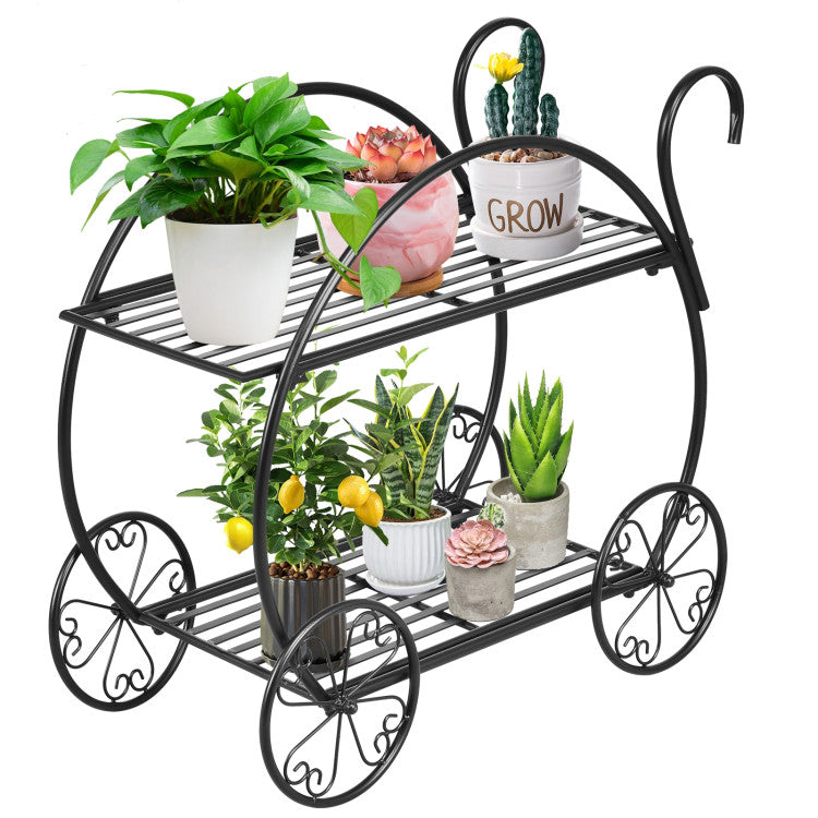 Heavy-Duty Metal Flower Cart Plant Stand