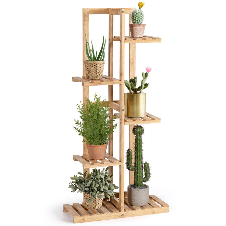 5 Tier Bamboo Plant Stand with Varnish for Balcony Garden