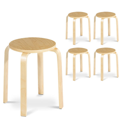 Set of 4 18-Inch Stackable Bentwood Dining Chairs with Round Top