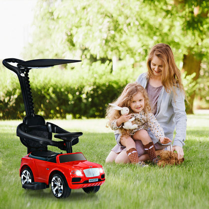 3-in-1 Bentley Kids Push and Slide Car with Canopy