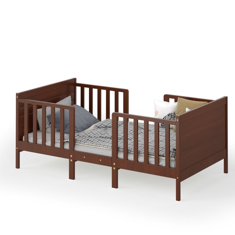 2-in-1 Convertible Toddler Bed with Four Guardrails