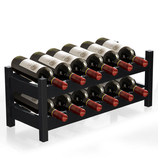 2-Tier 12 Bottle Bamboo Storage Shelf Wine Rack