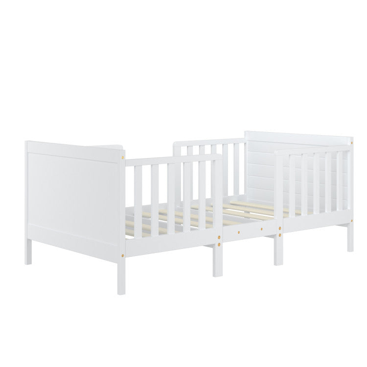 2-in-1 Convertible Toddler Bed with Four Guardrails