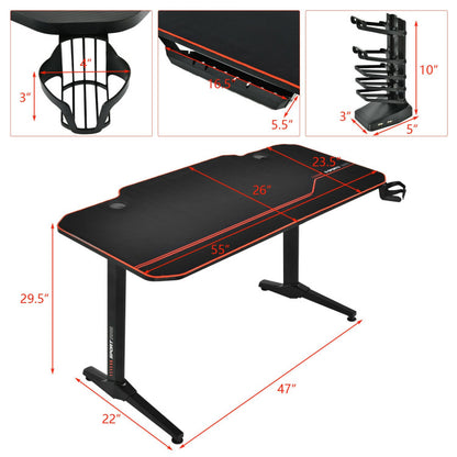 55-Inch Gaming Desk with Free Mouse Pad and Carbon Fiber Surface