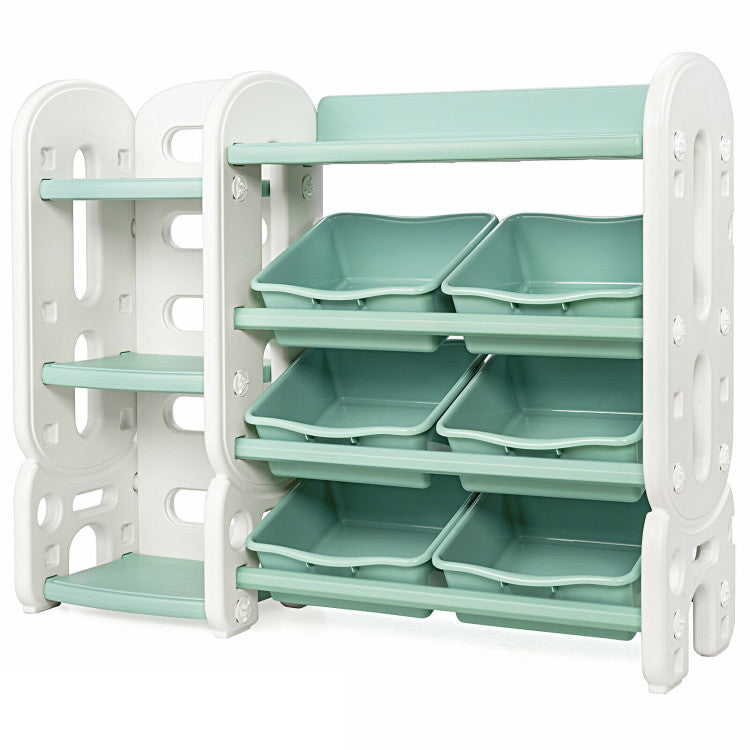 Kids Toy Storage Organizer with Bins and Multi-Layer Shelf for Bedroom Playroom