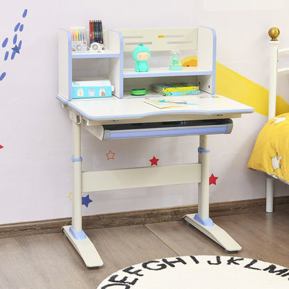 Kids Multifunctional Writing Desk with Tilt Desktop and Book Shelf