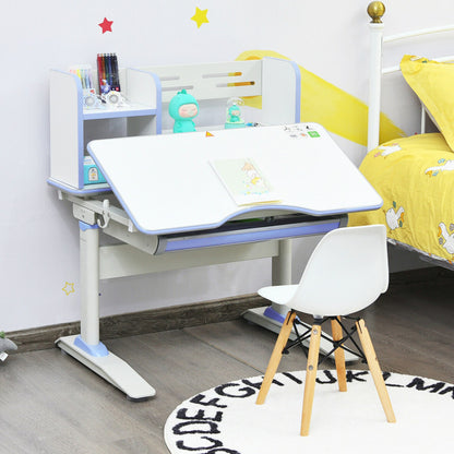 Kids Multifunctional Writing Desk with Tilt Desktop and Book Shelf