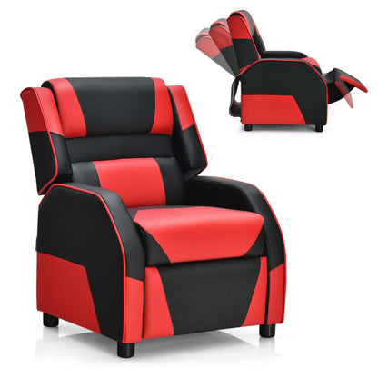 Kids Youth PU Leather Gaming Sofa Recliner with Headrest and Footrest