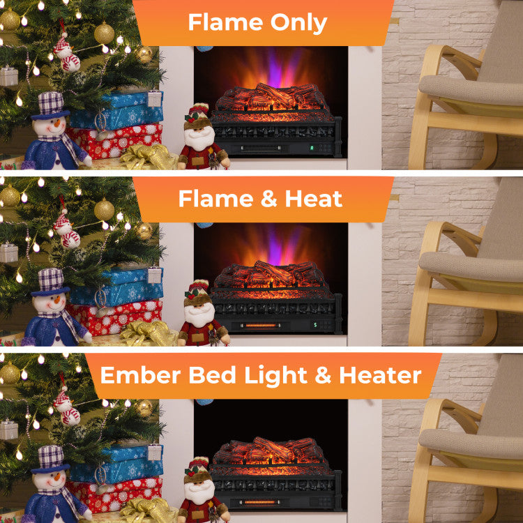 26-Inch Infrared Electric Fireplace with Realistic Pinewood Ember Bed