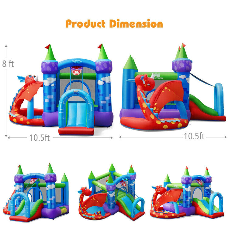 Kids Inflatable Bounce House Dragon Jumping Slide Bouncer Castle