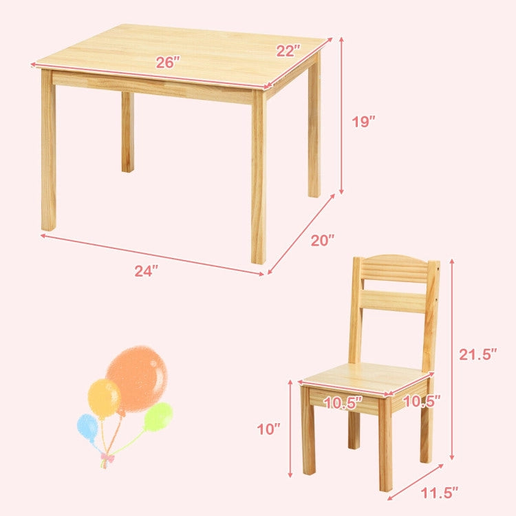 Kids 5-Piece Wooden Table and Chair Set