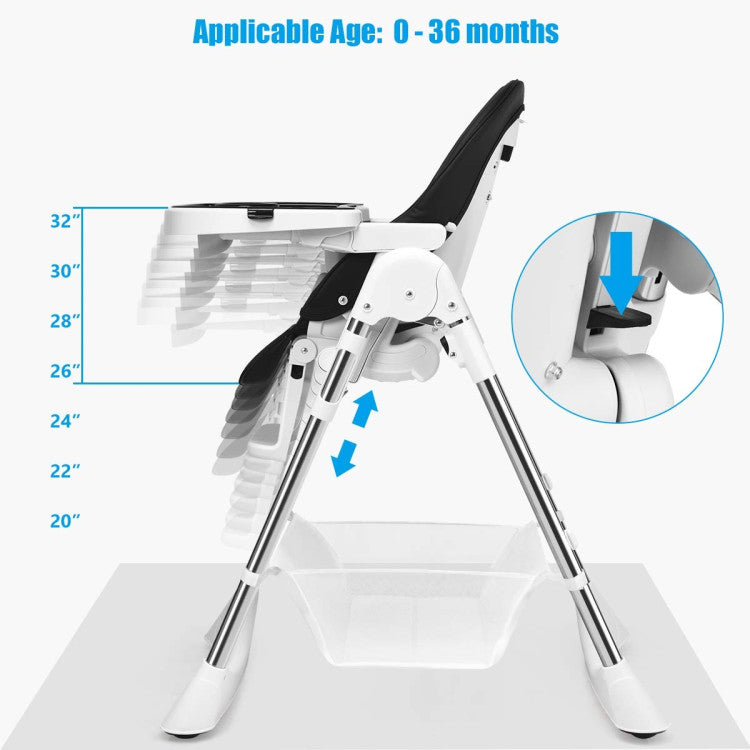 Foldable High Chair with Large Storage Basket