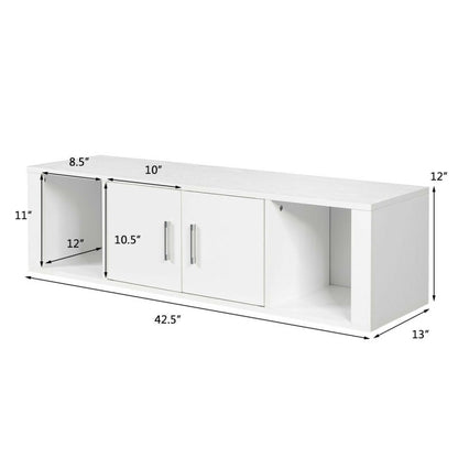 Wall Mounted Floating 2 Door Desk Hutch Storage Shelves