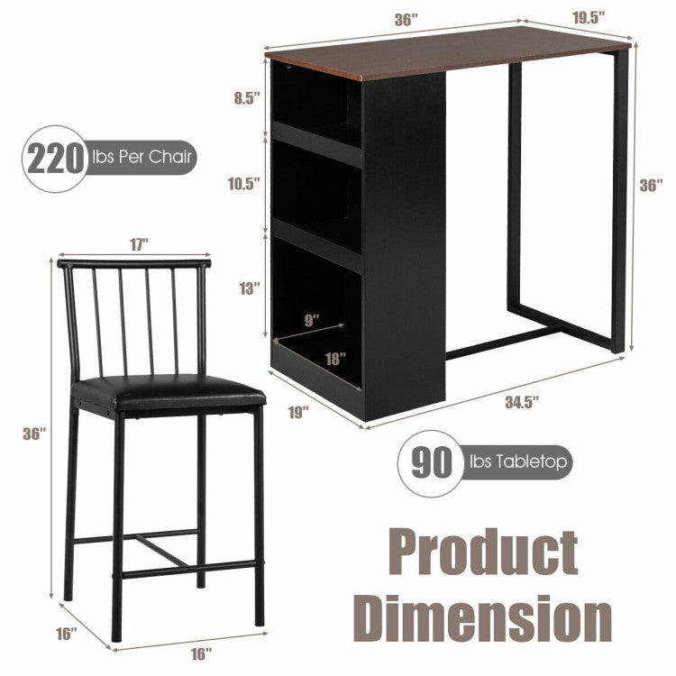 3 Piece Counter Height Pub Dining Set