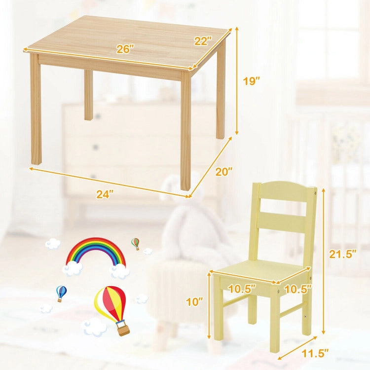 Kids 5-Piece Wooden Table and Chair Set