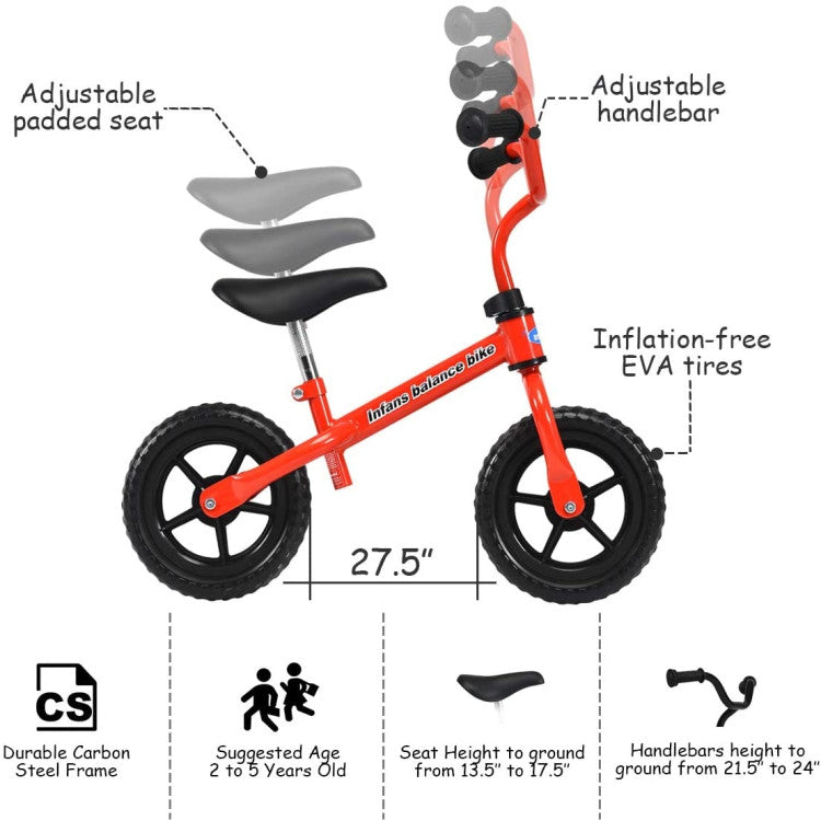 Adjustable Toddler Running Balance Bike with Non-slip Handle
