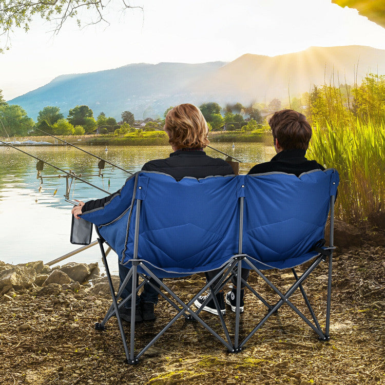 Folding Camping Chair with Bags and Padded Backrest