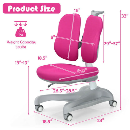 Adjustable-Height Student Chair with Sit-Brake Casters and Lumbar Support