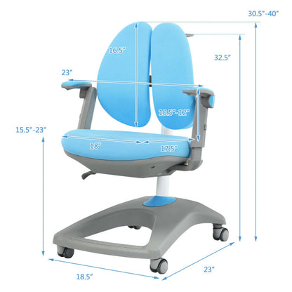 Kids Adjustable Height and Depth Desk Chair with Sit-Brake Casters