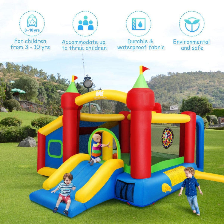 7-in-1 Kids Inflatable Bounce House with Ocean Balls and 480W Blower