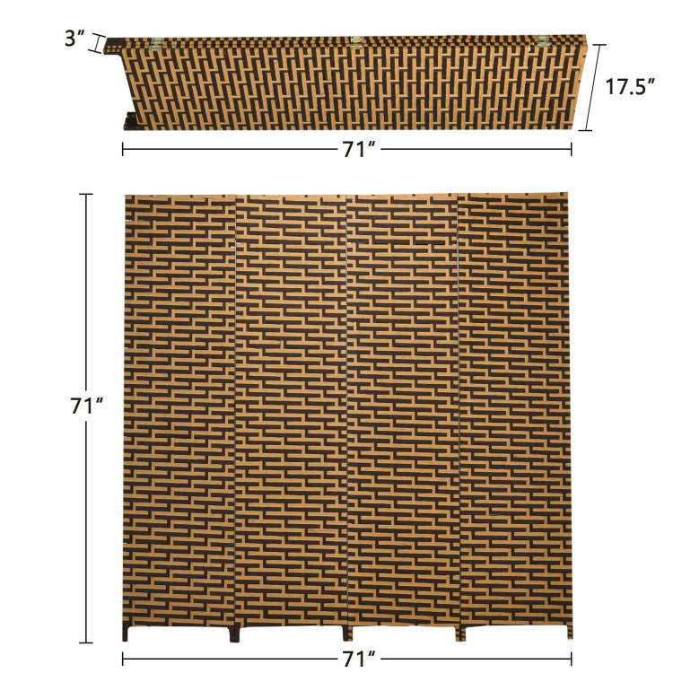 4-Panel Folding Room Divider with Rustproof Hinge