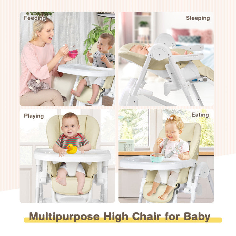 Baby Folding Chair with Wheel Tray and Storage Basket