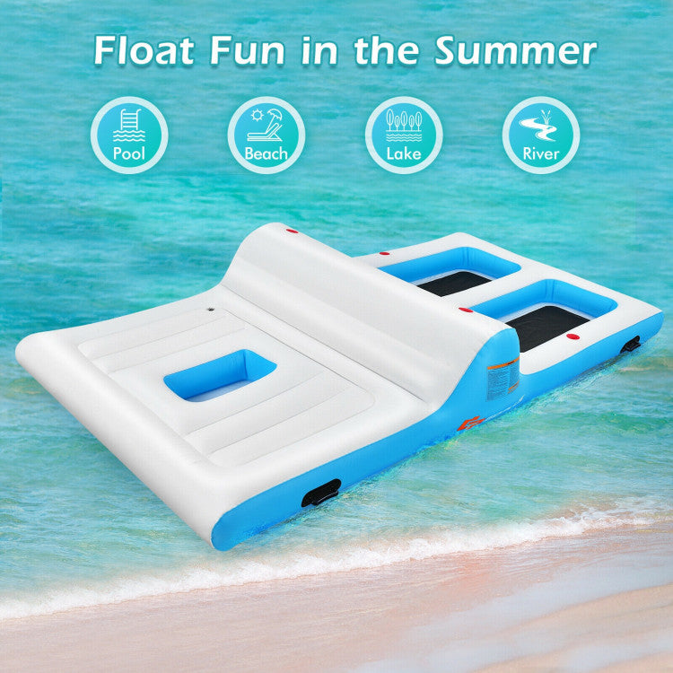 Floating 4-Person Inflatable Lounge Raft with 130W Electric Air