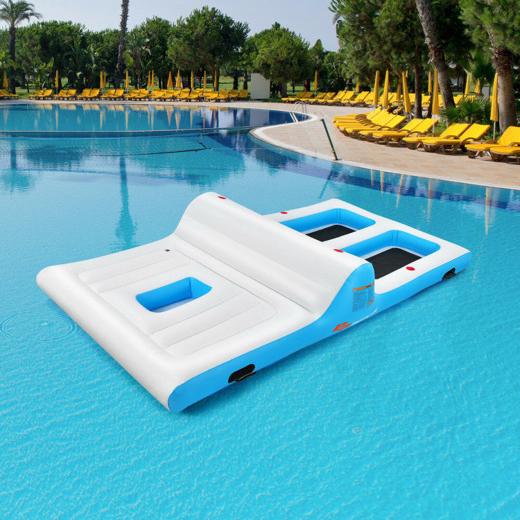 Floating 4-Person Inflatable Lounge Raft with 130W Electric Air