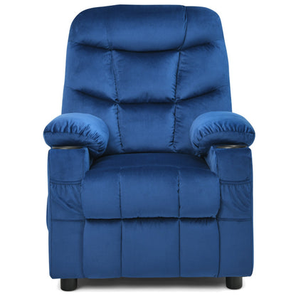 Kids PU Leather/Velvet Fabric Kids Recliner Chair with Cup Holders