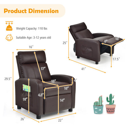 Ergonomic PU Leather Kids Recliner Lounge Sofa for the 3–12 Age Group