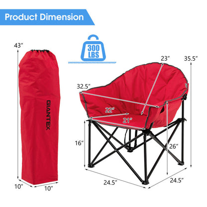 Folding Camping Moon-Padded Chair with Carrying Bag