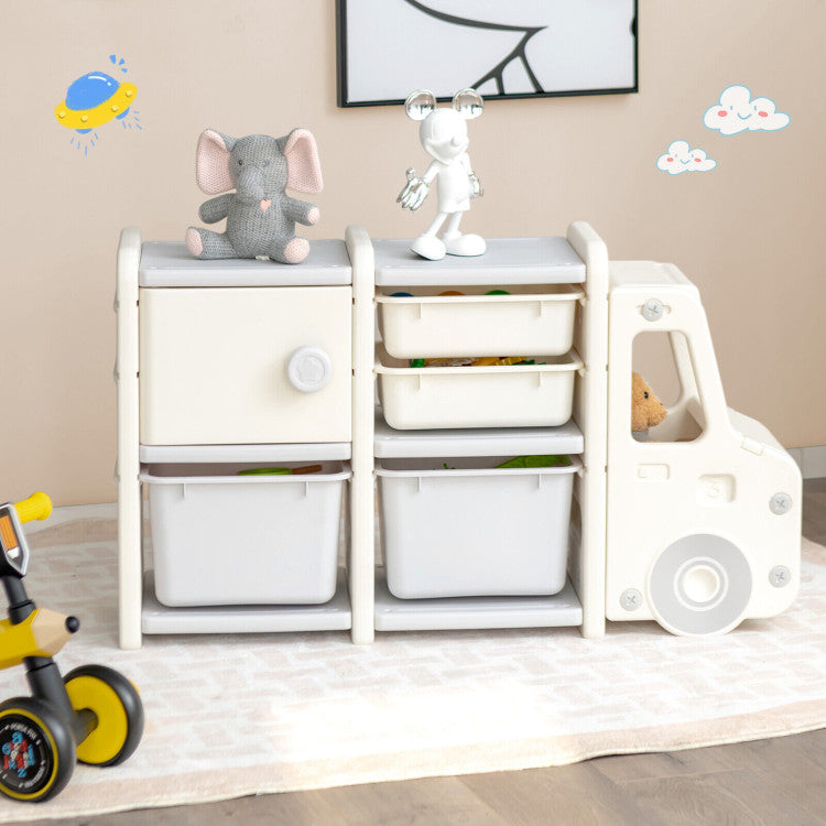 Toddler Truck Storage Organizer with Plastic Bins