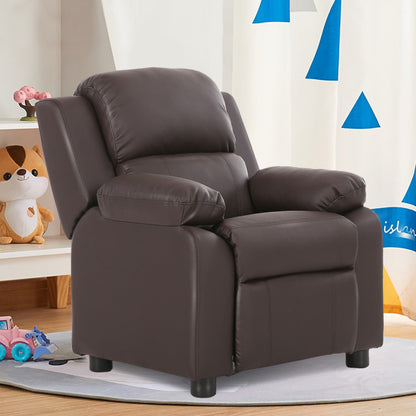 Kids Deluxe Headrest Recliner Sofa Chair with Storage Arms