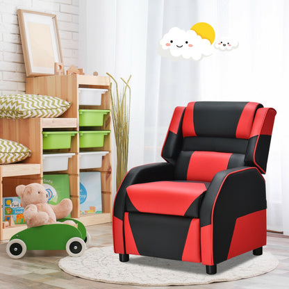 Kids Youth PU Leather Gaming Sofa Recliner with Headrest and Footrest