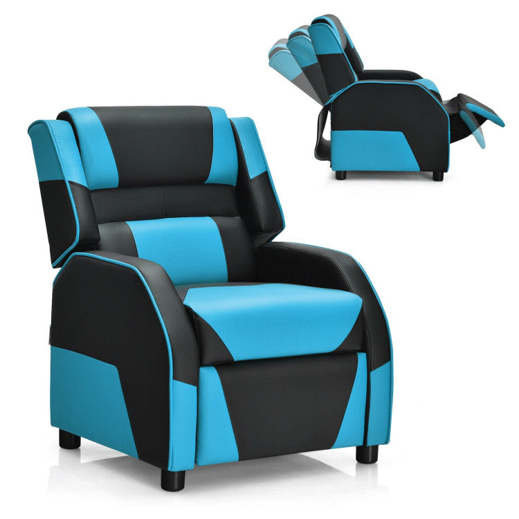 Kids Youth PU Leather Gaming Sofa Recliner with Headrest and Footrest