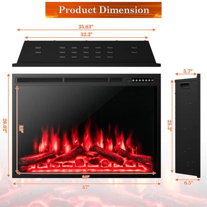 Electric Fireplace Recessed with Adjustable Flames