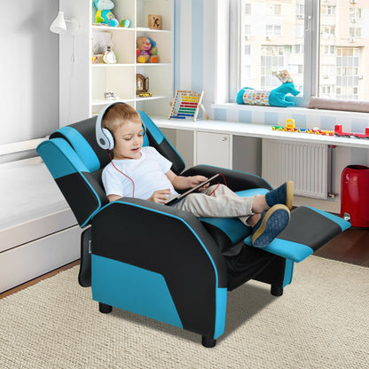 Kids Youth PU Leather Gaming Sofa Recliner with Headrest and Footrest