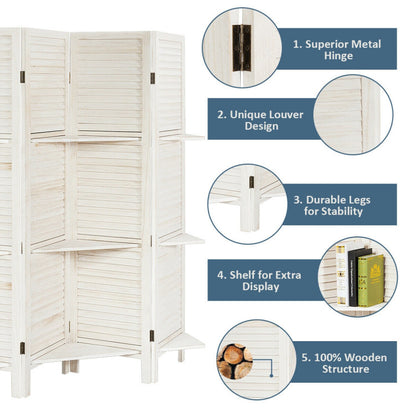 4-Panel Freestanding Folding Hinged Room Divider