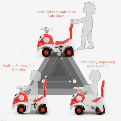 3-in-1 Baby Walker Sliding Pushing Car with Sound Function