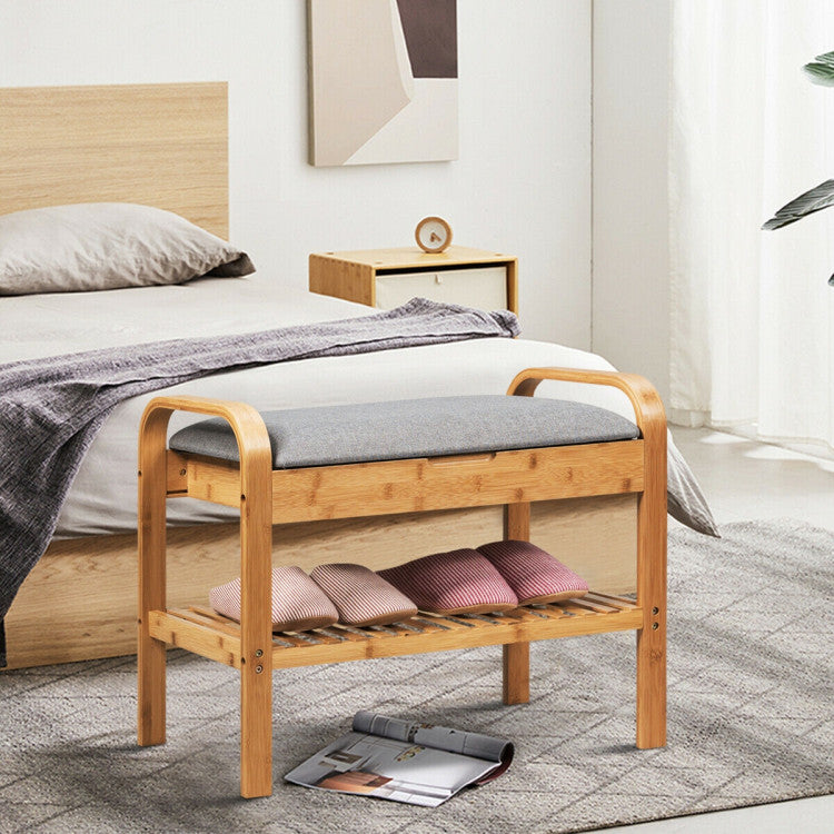 Shoe Rack Bench with Storage Shelf