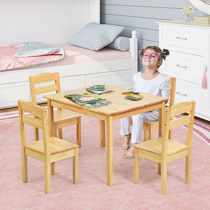 Kids 5-Piece Wooden Table and Chair Set