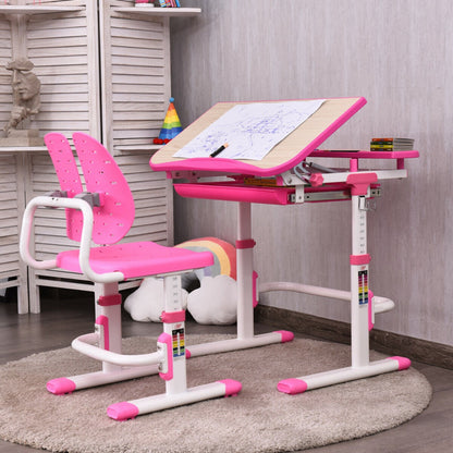 Height-Adjustable Kids Study Desk and Chair Set