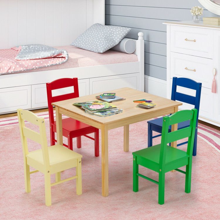 Kids 5-Piece Wooden Table and Chair Set