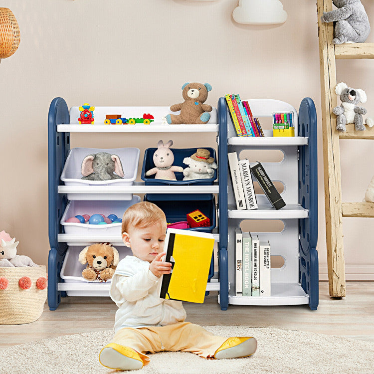 Kids Toy Storage Organizer with Bins and Multi-Layer Shelf for Bedroom Playroom