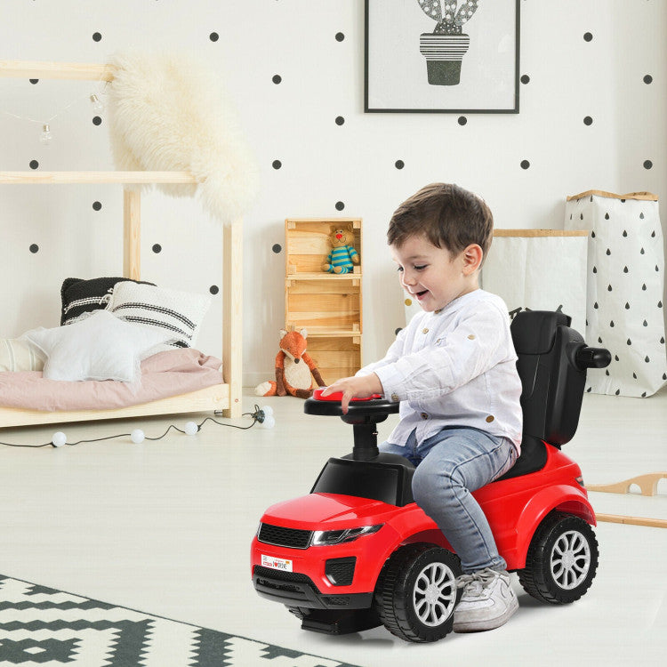 3-in-1 Ride-On Push Car Toddler Stroller with Music