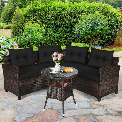 4 Piece Outdoor Cushioned Rattan Furniture Set