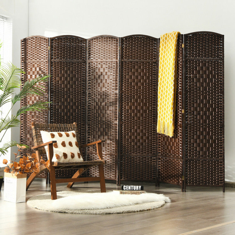 6-Feet 6-Panel Weave Folding Fiber Room Divider Screen