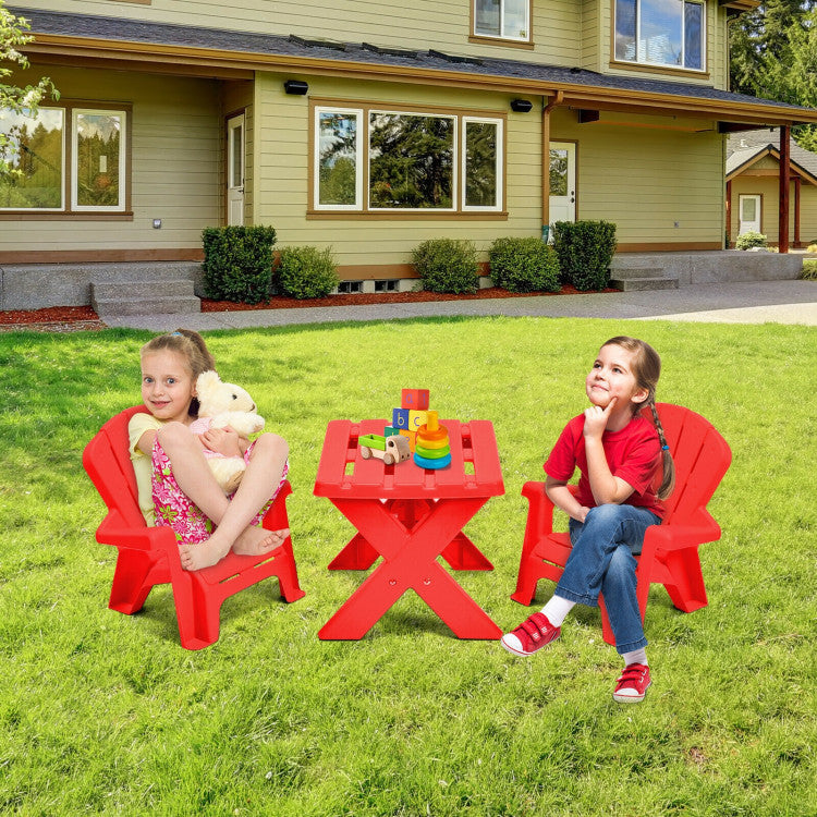 3-Piece Plastic Children's Play Table Chair Set