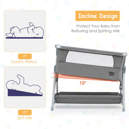 Portable Baby Bed Side Crib with 7 Height Positions